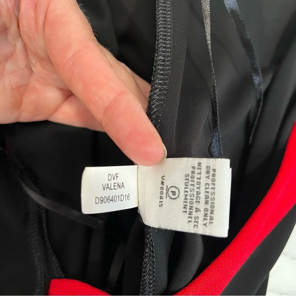 Diane von Furstenberg DVF Valena True Wrap Dress Sleeveless Black Red Trim 10 - Picture 13 of 14